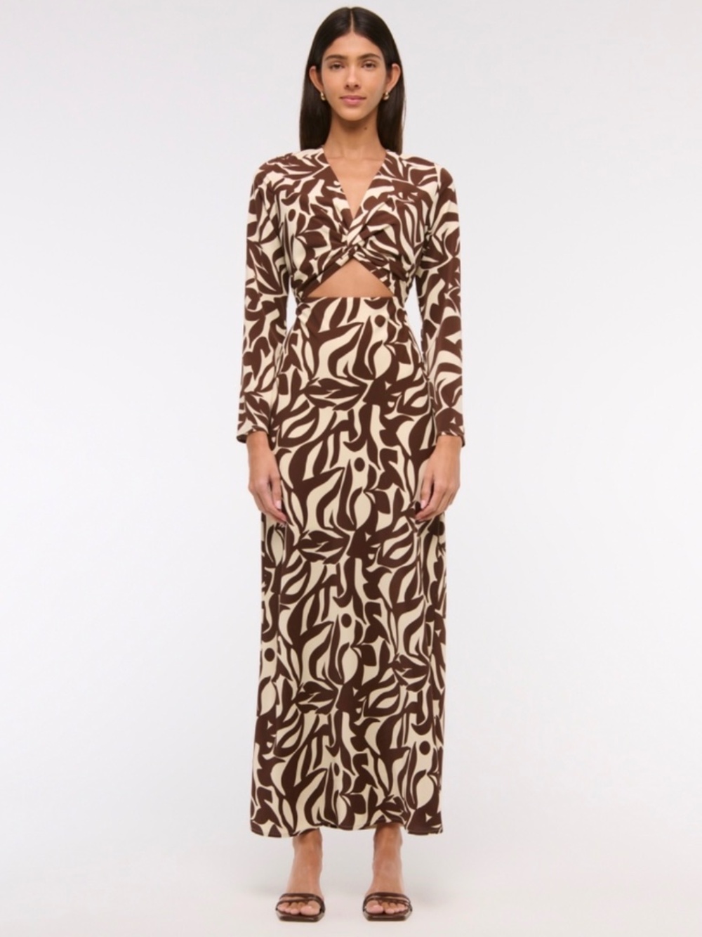 Women’s Abercrombie & Fitch Long Sleeve Twist Front Maxi Dress, Small Tall